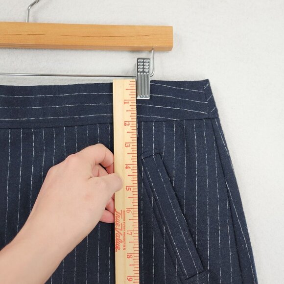 Ann Taylor LOFT Skirt Womens 14 Navy Blue Pinstripe Wool Blend A Line Classic - Picture 4 of 10